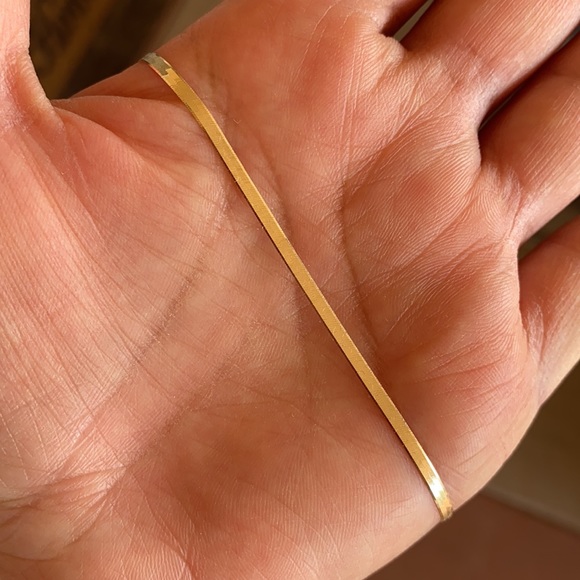 10K Gold 3mm herringbone Chain Necklace 16” inches - Picture 11 of 15